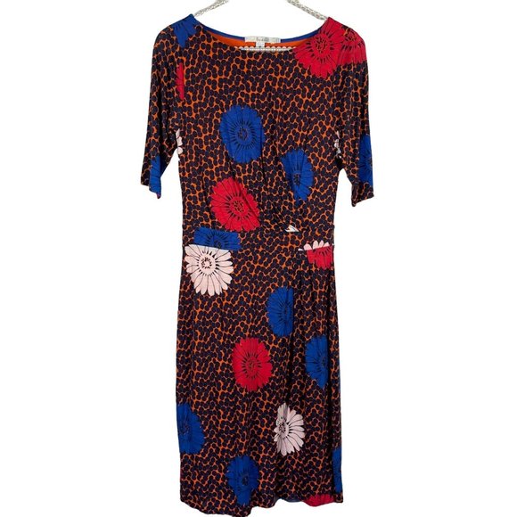 Boden Annie Floral Polka Dots Boat Neck 3/4 Short Knee Length Sheath Dress 4 - Picture 3 of 10